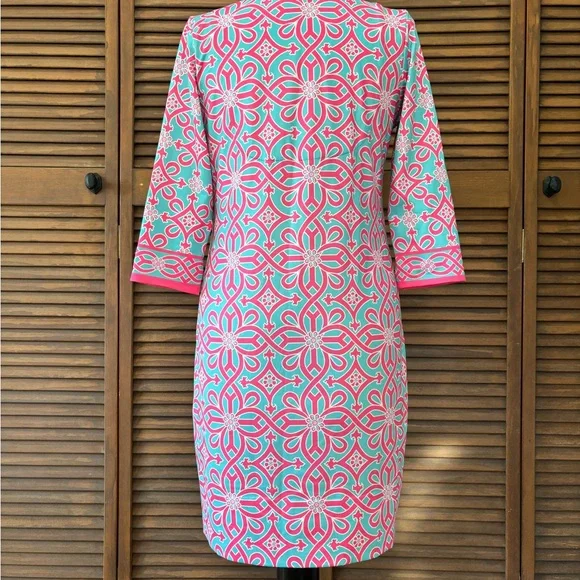 Gretchen Scott Designs Pink and Blue Long Sleeve Dress - Picture 2 of 6